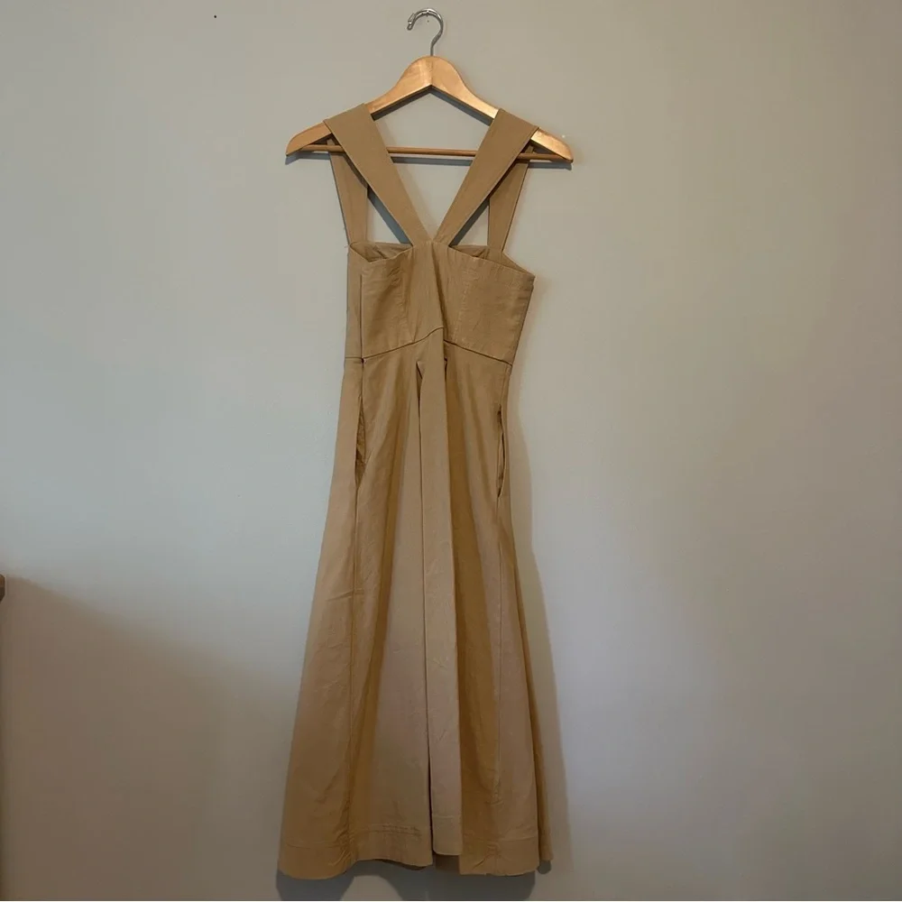 Maeve square-neck button down dress in khaki, size 00P - Picture 6 of 9